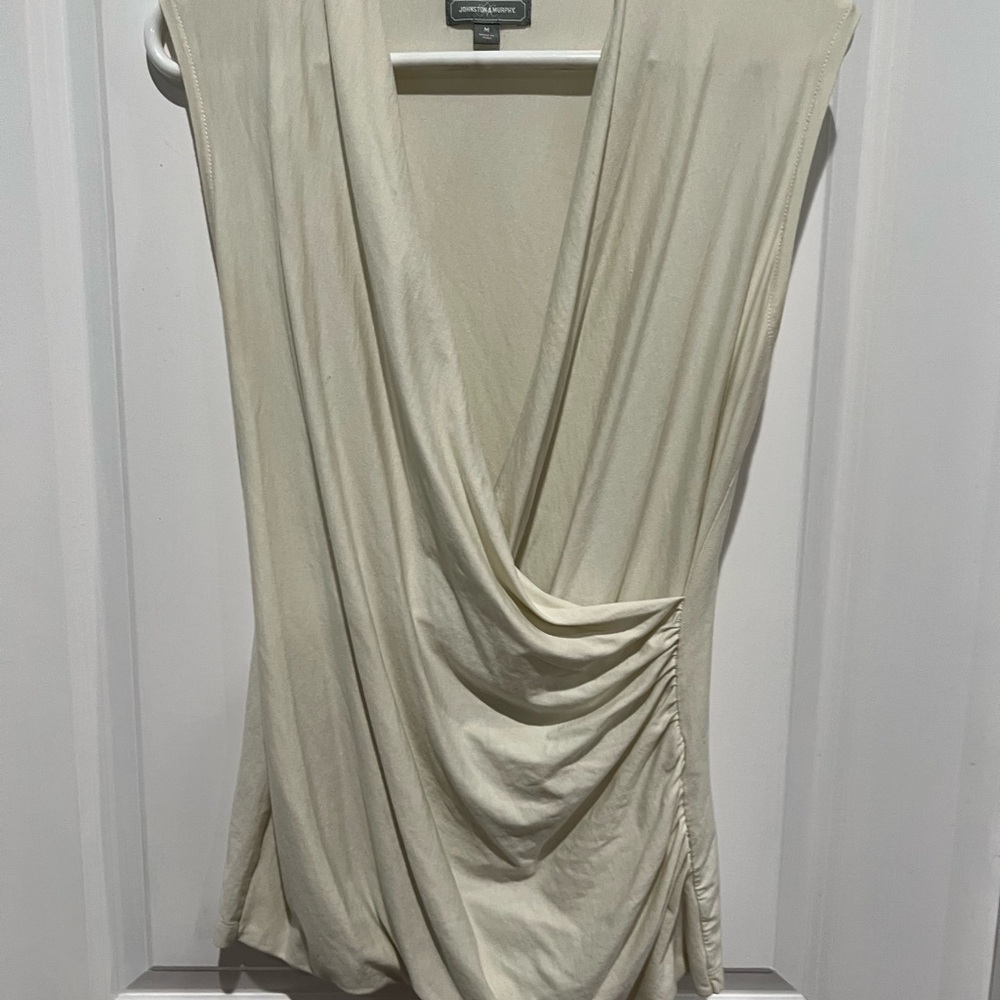 Johnston & Murphy Wrap Front Pima Cotton Sleeveless Shirt, Sz M
